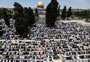 حضور پرشور فلسطینیان در نمازجمعه مسجدالاقصی+عکس