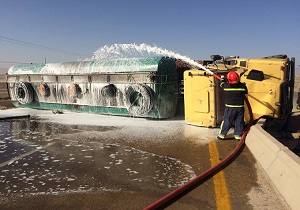 واژگونی تانکر در مسیر نهبندان به زابل