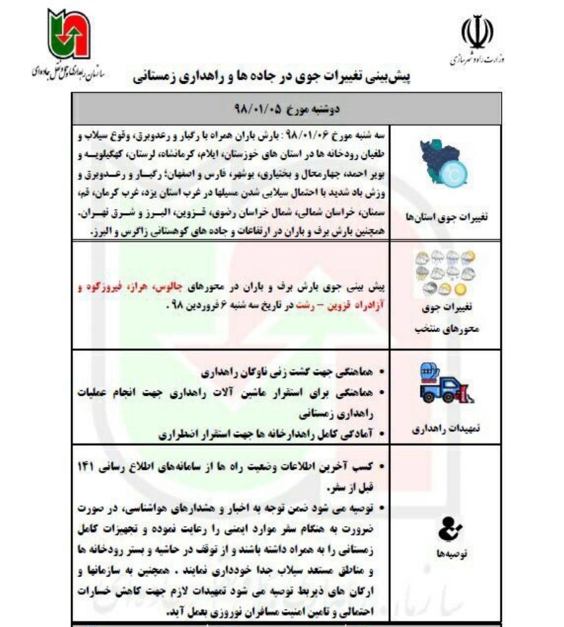 نیمی از استان های ایران فردا نیز با بارش، رگبار و رعدوبرق درگیر خواهند بود