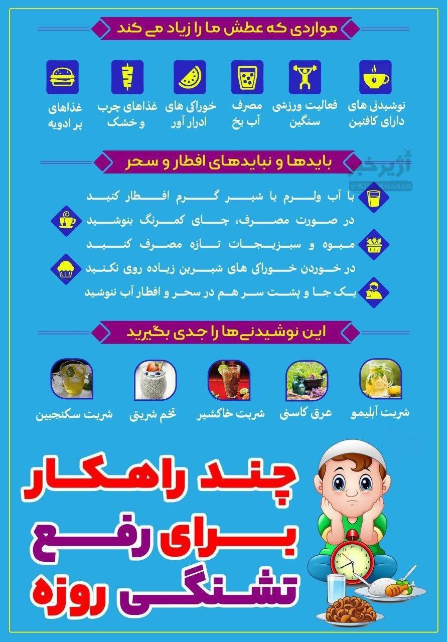 اینفوگرافی/ چند راهکار برای رفع تشنگی روزه‌داران